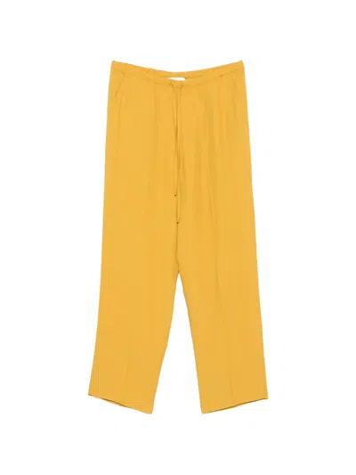 Second / Layer Drawstring-waist Pressed-crease Trousers In Yellow