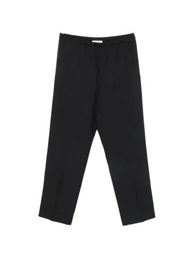 Second / Layer Drawstring-waistband Pressed-crease Trousers In Black