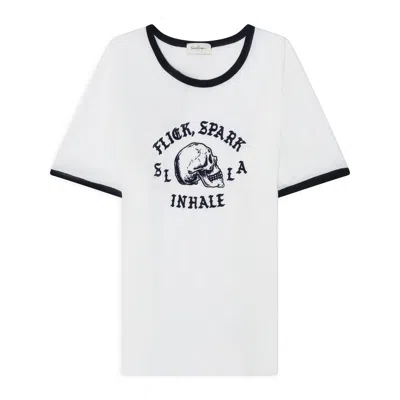 Second / Layer Second Layer 'flick, Spark, Inhale' Ringer T-shirt White