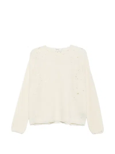 Second / Layer Friends Distressed Waffle-knit Sweater In Neutral