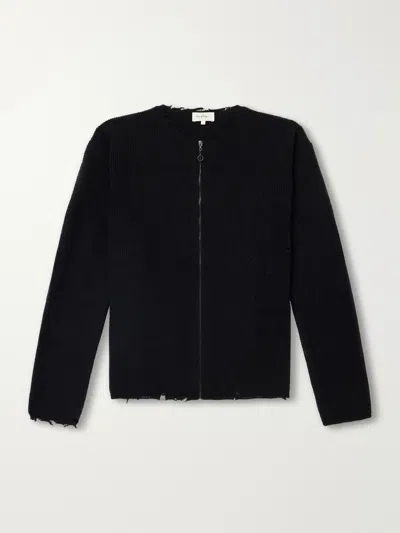 Second / Layer Friends Waffle-knit Wool And Cashmere-blend Zip-up Sweater In Black