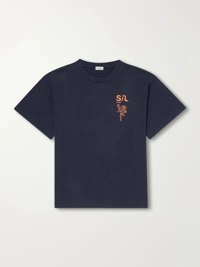 Second / Layer Ggg Printed Cotton-jersey T-shirt In Blue