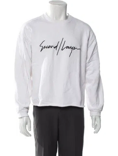 Pre-owned Second / Layer Graphic Print Crew Neck T-shirt In White