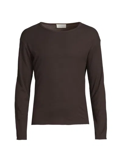 Second / Layer Men's Dias Cortas Wool-blend Long-sleeve T-shirt In Brown