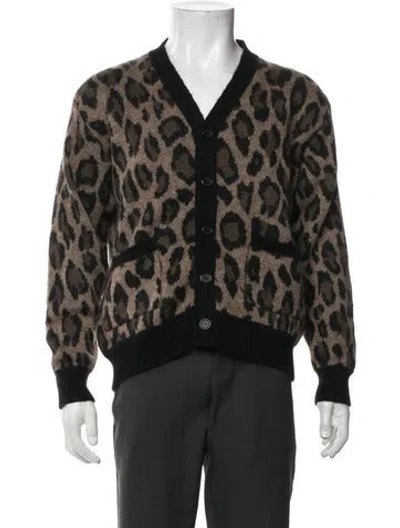 Pre-owned Second / Layer Mohair Animal Print Cardigan In Brown