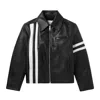 Second / Layer Second Layer Padova Racer Stripe Leather Jacket Black In Black
