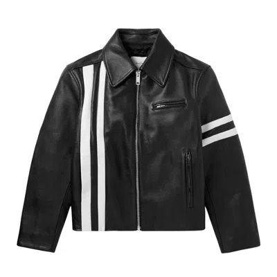 Second / Layer Second Layer Padova Racer Stripe Leather Jacket Black