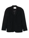 Second / Layer Pinstripe Three-button Blazer In Black