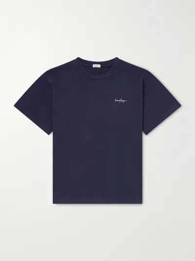 Second / Layer Printed Cotton-jersey T-shirt In Blue