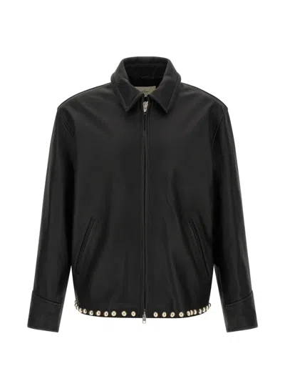 SECOND / LAYER RIDER STUD-EMBELLISHED LEATHER JACKET