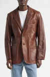 Second / Layer Second Layer Saico Leather Blazer In Brown