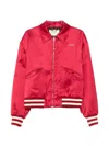 Second / Layer Satin-finish Embroidered Bomber Jacket In Red