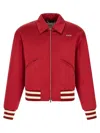 Second / Layer Second Layer Aces Embroidered Satin Bomber Jacket In Red