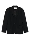 Second / Layer Pinstripe Three-button Blazer In Black