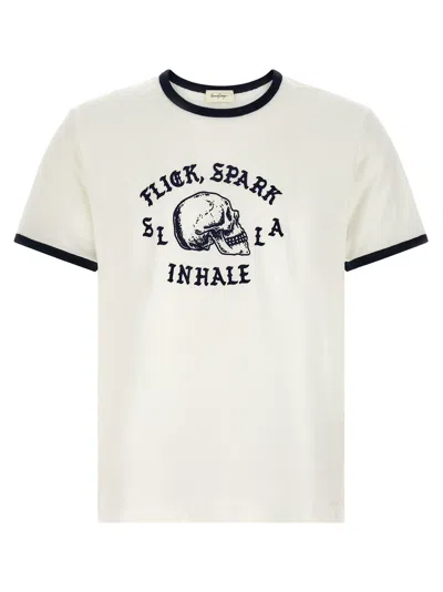 Second / Layer Second/layer 'flick, Spark, Inhale Ringer' T-shirt In White