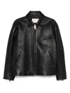 Second / Layer Leather Bomber Jacket In Black