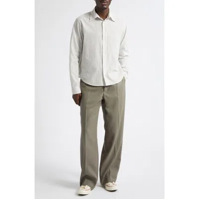 Second / Layer Second Layer Sherman Stripe Cotton Button-up Shirt In Green