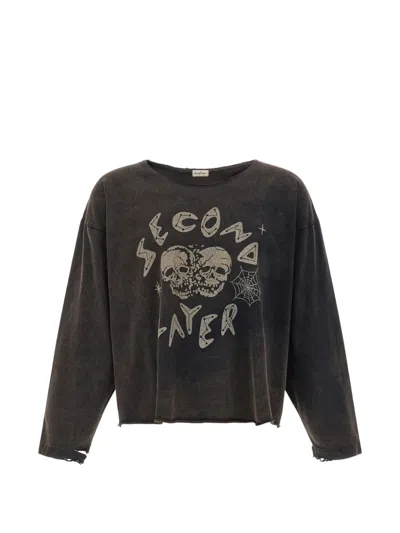 SECOND / LAYER SKULL-PRINT LONG-SLEEVE T-SHIRT