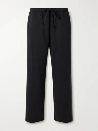 Second / Layer Team Straight-leg Drawstring Lyocell-twill Trousers In Black