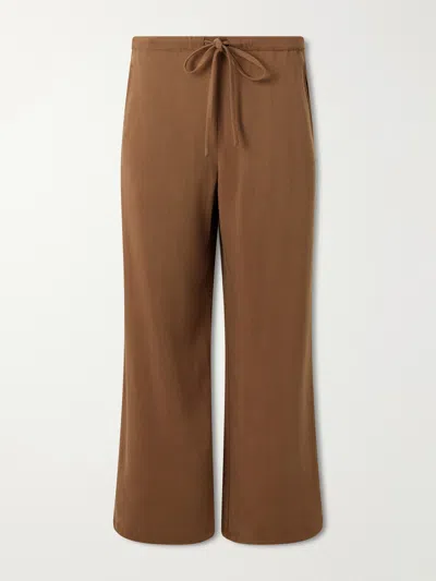 Second / Layer Team Straight-leg Lyocell-twill Drawstring Trousers In Brown