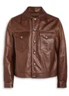 Second / Layer Second Layer Leather Trucker Jacket In Brown