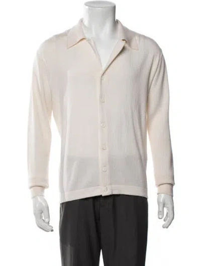 Pre-owned Second / Layer Wool Open Front Cardigan In Neutrals