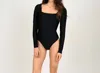 SECOND SKIN BY RD STYLE SQUARE NECK BODYSUIT IN ONYX