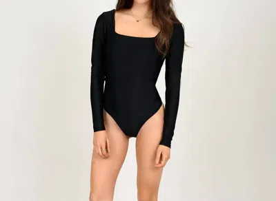 Second Skin By Rd Style Square Neck Bodysuit In Onyx In Black