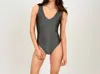 SECOND SKIN BY RD STYLE V-NECK BODYSUIT IN GREY