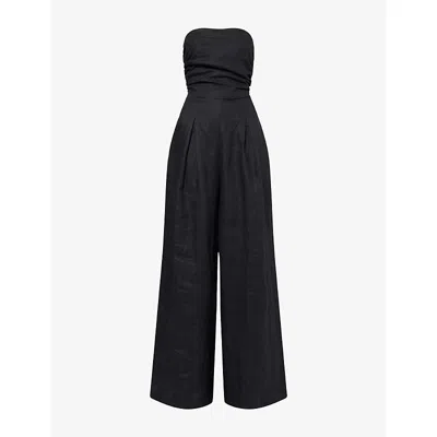 Second Summer Womens  Yves Uro Strapless Linen Jumpsuit In Black