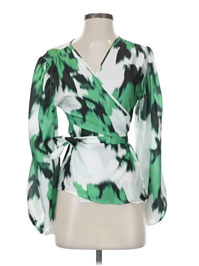 Pre-owned Secret 3/4 Sleeve Blouse In Green