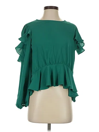 Pre-owned Secret Charm 3/4 Sleeve Blouse In Green
