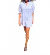 Secret Language Sherv Tunic Mini Dress In White In Blue