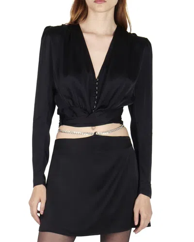 Secret Mission Cala Silk Top In Black