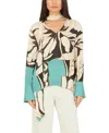Secret Mission Chiara Blouse In Cyan Green Abstract Floral