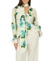 Secret Mission Eliana Blouse In Watercolor Blue Floral