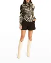 Secret Mission Joni Button-front Printed Silk Blouse In Psychedelic Black Star