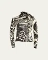 Secret Mission Mitski Button-front Printed Silk Blouse In Psychedelic Black Star