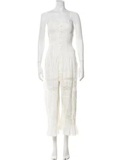 Pre-owned Secret Mission Lace Pattern Long Dress In Neutrals
