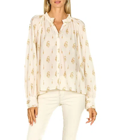 Secret Mission Lorien Top In Antique Creme With Gold Print
