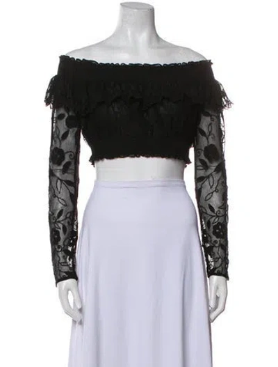Pre-owned Secret Mission Off-the-shoulder Long Sleeve Crop Top W/ Tags In Black