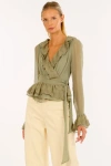Secret Mission Poet Blouse In Green
