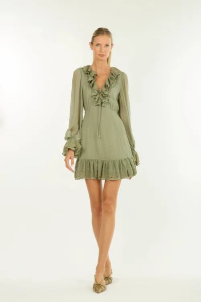 Secret Mission Poet Dress In Green