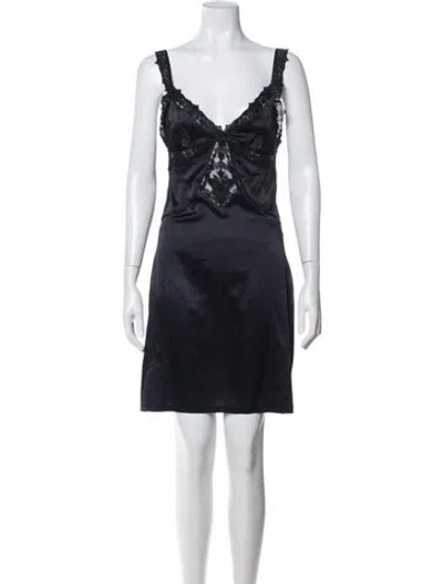 Pre-owned Secret Mission Silk Lace Pattern Nightgown W/ Tags In Black