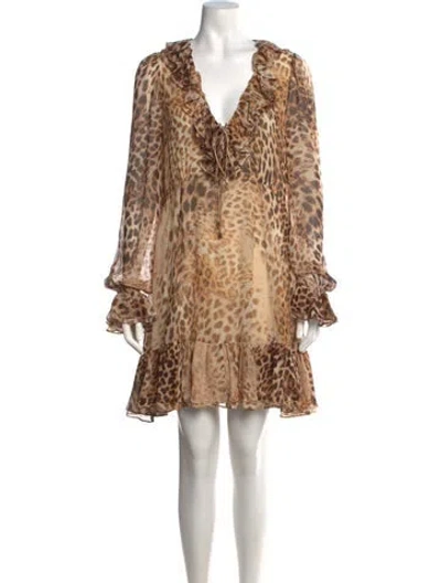 Pre-owned Secret Mission Silk Mini Dress In Multicolor