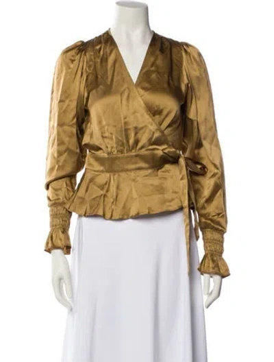 Pre-owned Secret Mission Silk Printed Blouse In Neutral