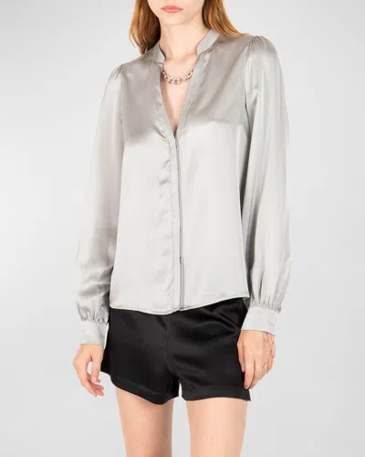 Secret Mission Vivi Silk Removable Chain Blouse In Silver