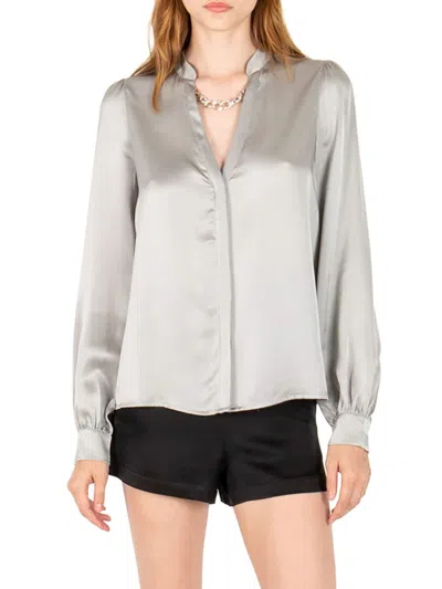 Secret Mission Women's Bleeker Vivi Silk Shirt In Silver
