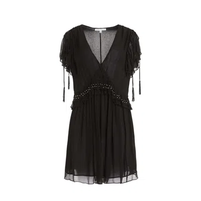 Secret Mission Camille Flutter-sleeve Mini Dress In Black