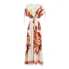 Secret Mission Donna Silk Cutout Maxi Dress In Brown